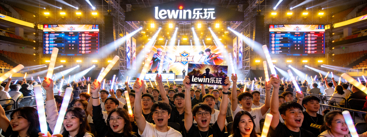 lewin乐玩赞助的大型电竞赛事现场，观众热烈欢呼